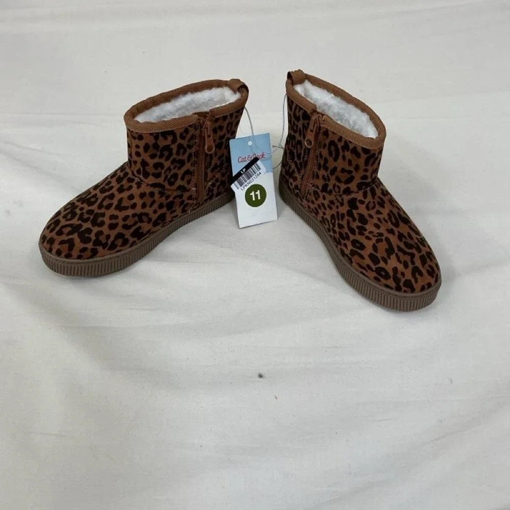 Brand new with tags Cat & Jack kids leopard print ankle boots in‎ size 11.